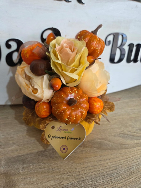 Aranjament- Dovleac decorativ de toamnă  Aranjament- Dovleac decorativ de toamnă