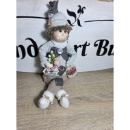 Păpușă decorativă - băiat - accesorii gri 